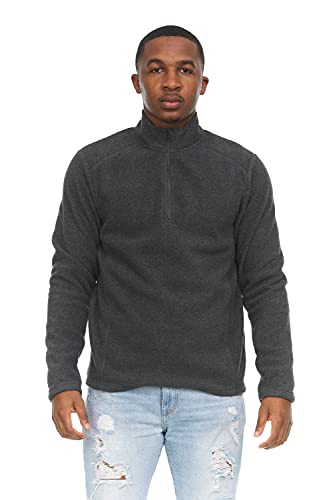 Swiss Alps Mens Quarter Zip Performance Polar Fleece Pullover Sweatshirt, Charcoal Heather, M #TOP3