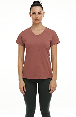 Image of icyzone Workout Shirts Yoga Tops Activewear V-Neck T-Shirts for Women Running Fitness Sports Short Sleeve Tees