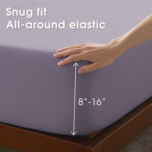 Image of Cal King 4 Piece Sheet Set - Comfy Breathable & Cooling Bed Sheets Set, Soft and Wrinkle Free, Deep Pockets, Easy & Secure Fit, Hotel Luxury Bedding - Oeko-Tex - Lavender