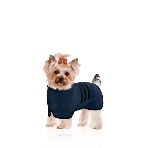 WUFANC Hundebademantel, Bademantel Hund aus Mikrofaser, Extra Saugfähig und Schnelltrocknend, Hunde Bademantel mit Klettverschluss und Verstellbarem Schrumpfband für Große Mittel und Kleine Hunde