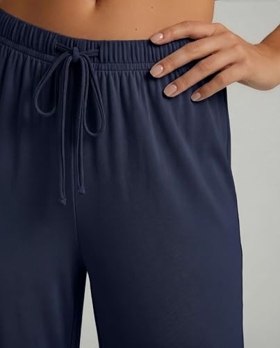 Image of Real Essentials 3 Pack: Women's Soft Palazzo Pants - Wide Leg Yoga Casual Loungewear Pajama Pj Bottoms (Plus Available)