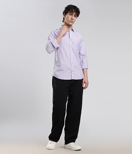 TURMS Men's Oxford Shirt, Purple, Full Sleeve Lavender - Image 6