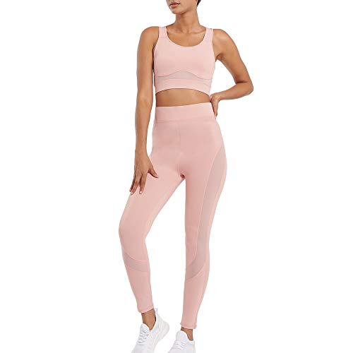 TOP-3 Workout Sets for Women 2 Piece High Waist Leggings Sports Bra Yoga Outfits Set Gym Activewear Set(TBR103set Pink S)