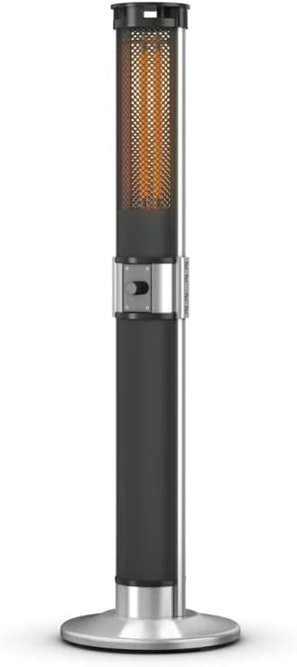 Swan Al Fresco Column Electric Patio Heater, SH16310N, Garden and Outdoor Heating, Adjustable Power Setting, 2000W, Tip Over Safety Switch, IP24 Approved, Stainless Steel Base, Black