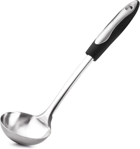 Zulay Kitchen Premium Soup Ladle - 12" Stainless Steel with Non-Slip Silicone Handle