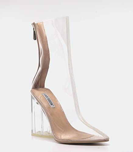 Cape Robbin Crystal Glaze Womens Perspex Lucite Clear Pointy Toe Chunky Heel Ankle Boots2