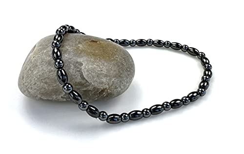 Purple Whale Hematite Ankle Bracelets For Women, Men | Stone Beaded Bracelets Anklet For Healing, Meditation | 2 Pcs (Black) #TOP7