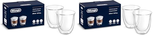 De'Longhi Verre isotherme pour cappuccino à double paroi DLSC311, 2 pièces (lot de 2), transparent