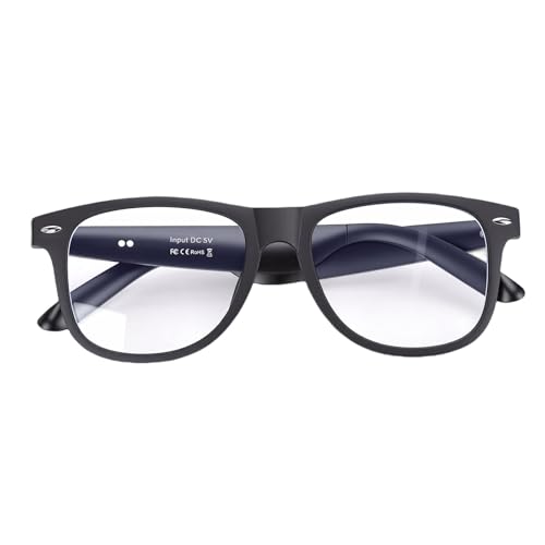 Garsent AI Translation Gafas Inteligentes Llamadas Musicales Lentes de Bloqueo de Luz Azul para Viajeros de Negocios Sonido Ligero y Claro para Hombres y Mujeres (Black)