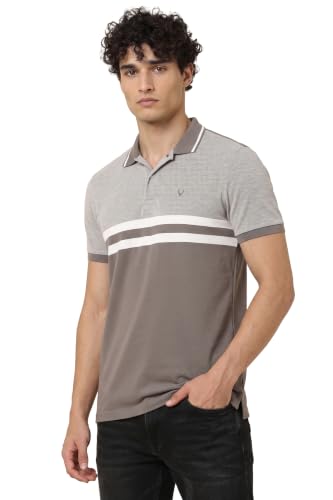 Image of Allen Solly Men's Polo T-Shirt | Polycotton Blend | Color-Block Design | Regular Fit | Smart Casual Wear