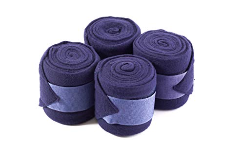 Bandages pour cheval en maille dense bleu marine lot de 4