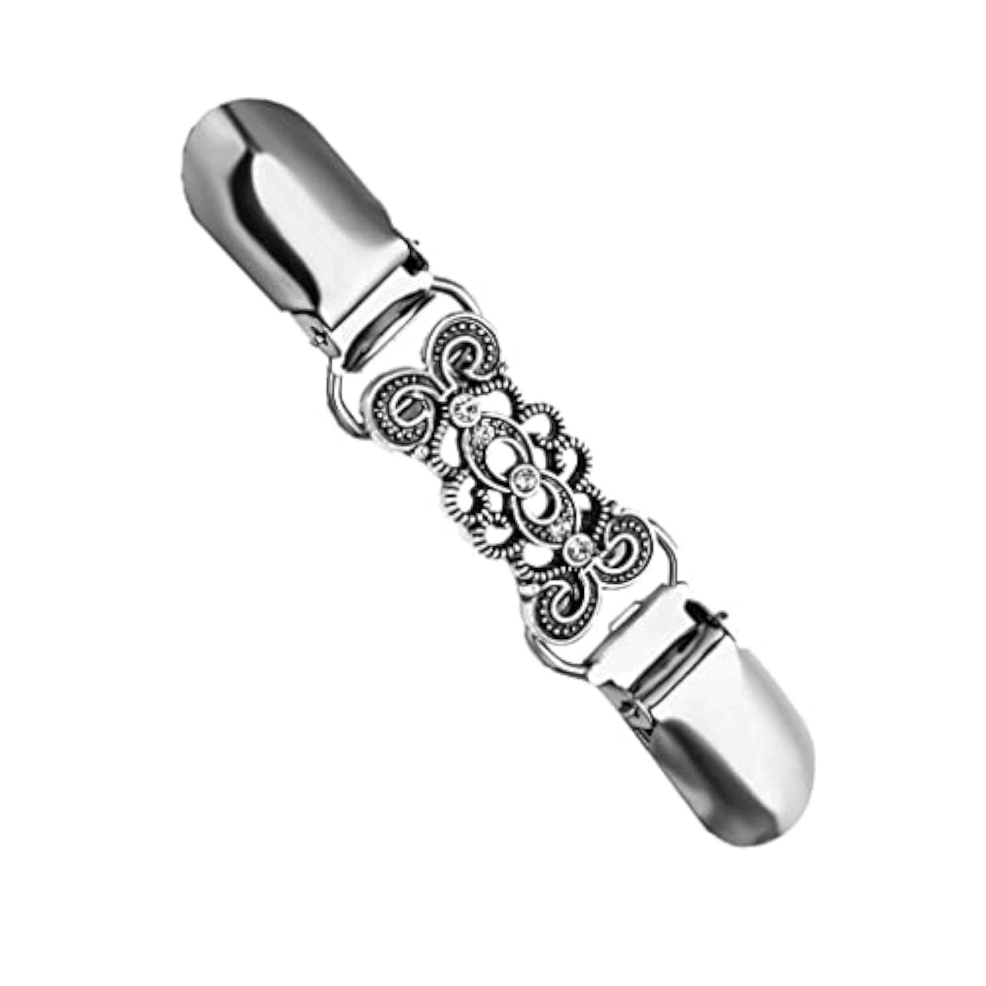 Silver Crystal Brooch Clip for Shawls and Scarves