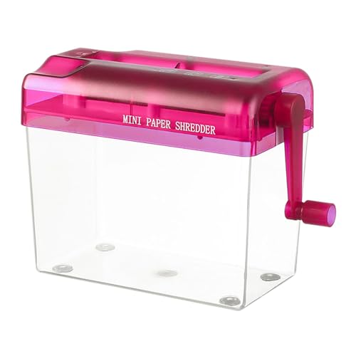 FashionCha Trituradora de Papel Herramienta de Corte Manual Destructora de Archivos Máquina Portátil con Manivela Eficiente Adecuado para Oficina Pequeña Y Estud, Rojo