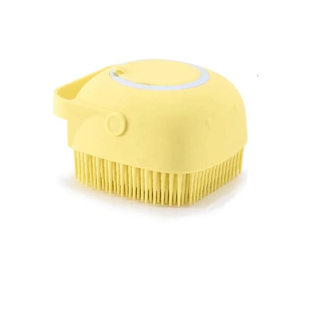 RESOLUTE Multi Purpose Silicon Bath Brush T1 with Inbuilt Liquid Dispenser (YELLOW)