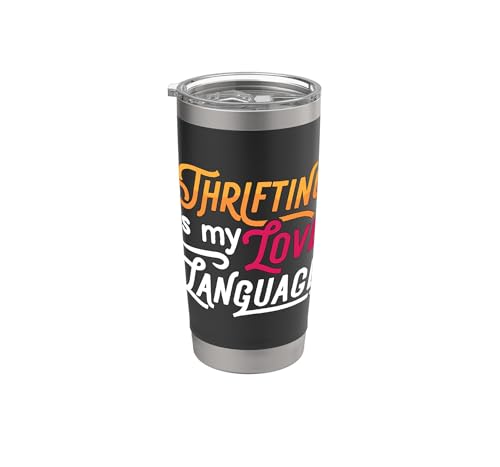 Thrifting es mi lenguaje de amor Mercado de pulgas Compras de segunda mano Vaso térmico de acero inoxidable de doble pared