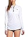 Baleaf Women's Long Sleeve Half-Zip Sun Protection Rashguard Side Adjustable Swim Shirt White Size XL