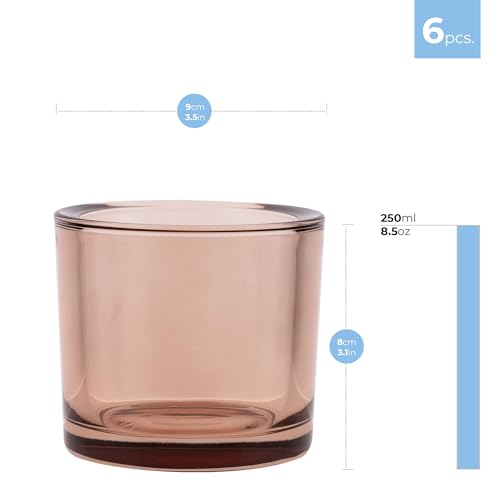 Trend For Home 6 Glass Tealight Holders H: 8 cm diameter 9 cm Candle Jars for Candle Making Round Beige Candle Holder Tealight Candle Holders for Living Room Tea Light Holder Nude 250 ml - Image 2
