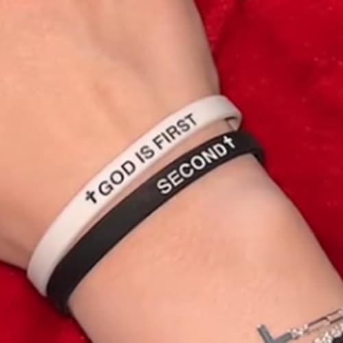 GOD IS FIRST BRACELET, GOD IS FIRST SECOND Inspirational Bracelets, Bible Verses Christian Faith Rubber Bracelets for Men Women3