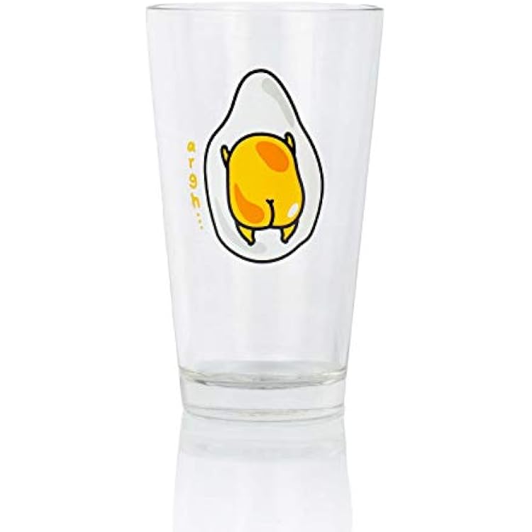 Seven20 OFFICIAL Gudetama The Lazy Egg Pint Glass | Features Gudetama's Back in a Cute Lazy Style | 16 Oz. Cup