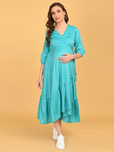 Image of The Mom Store Maternity and Nursing Wrap Dress for New Mom | Pre and Post Pregnancy Wear for Womens | Trendy Stylish Printed Friendly Dresses for Women | Comfortable