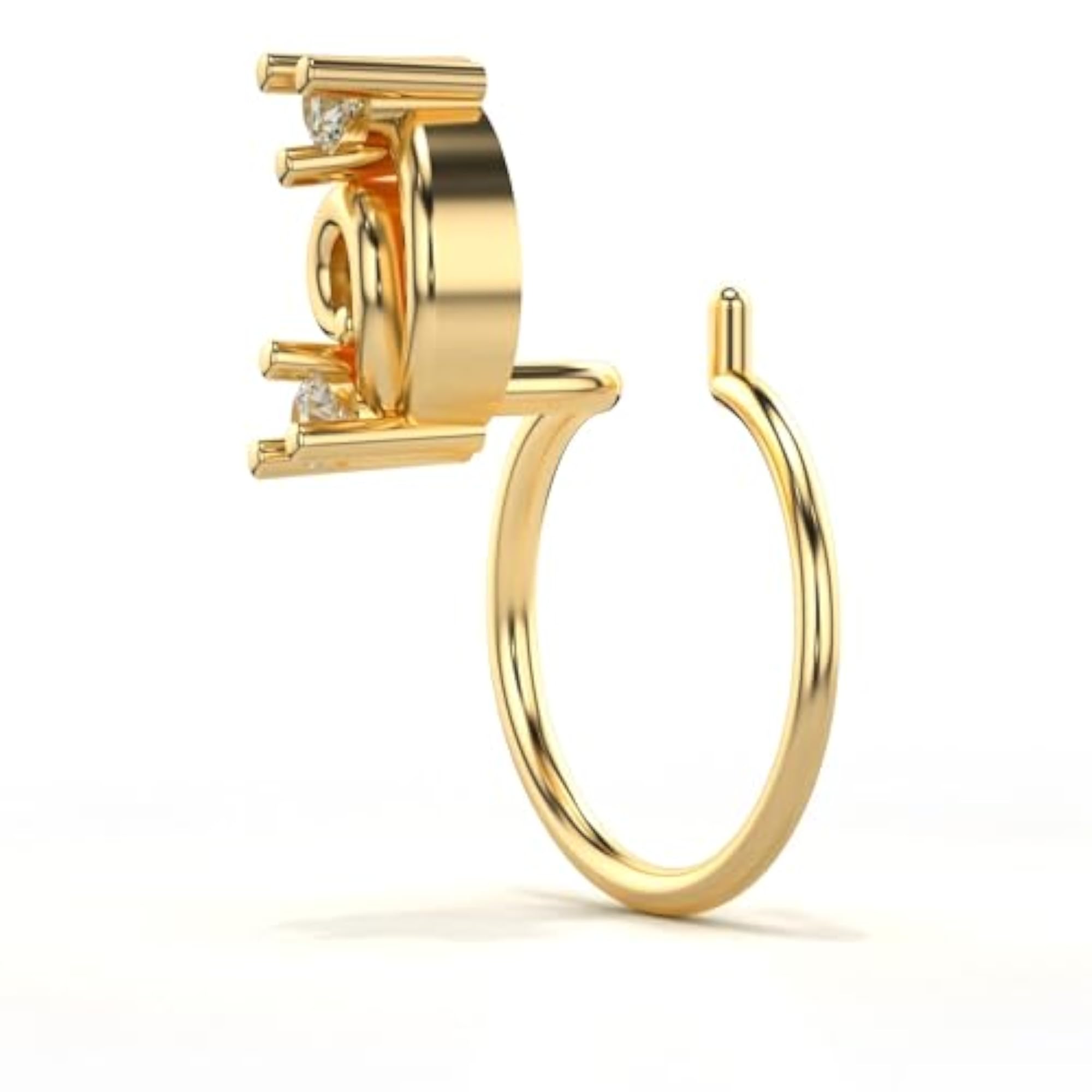 Women's Hallmarked Gold & 0.04cts Lab Grown Diamond Nosepin