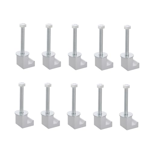 HAPINARY 10pcs Silver Aluminum J Hook Clamps Aluminum Mounting Clamps For Pickup Truck Tool Box Mount Tie Downs J Hook Crossover Tool Box Pickup