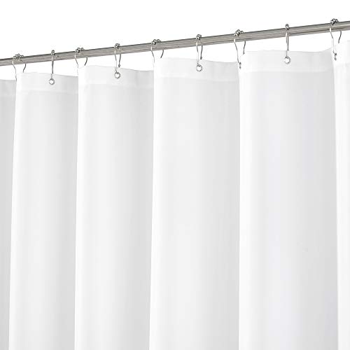 Image of N&Y HOME 108 inch Extra Long Shower Curtain or Liner, Hotel Quality, Washable Fabric, White Bathroom Curtains with Grommets, 72x108