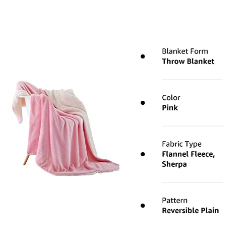 Nanpiper Fleece Blanket Reversible Sherpa Flannel Throw Blanket Super Soft Fuzzy Plush Microfiber For Bed/Couch (60"X80",Pink) #TOP7