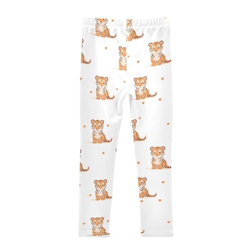 Heart Tiger Print Girls Leggings Soft Stretch Workout Yoga Dance Pants for Kids Casual Tights2