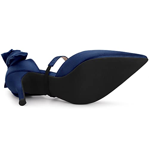 Allegra K Allegra K Women's Pointed Toe Bow Satin Blue Stiletto Heels Pumps - 10 M US