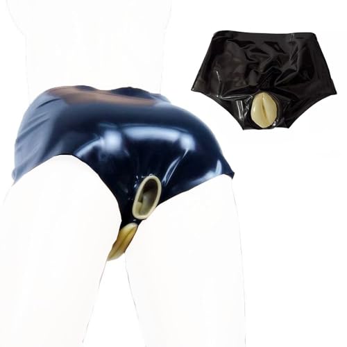 ALMYMM Latex Panties Unterhose mit Vagin Anal hülle,Latex Gummi Slip,Sexy Unterwäsche Dessous Damen Sexspielzeug Frauen (DE/NL/SE/PL,...