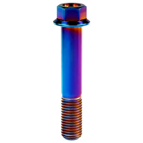 Image of Titanium Bolt M12 30 35 40 45 50 55 60 65 70 75 80 85 90mm Hex Small Flange Head for Motorcycle Car Modification Pack of 4 (M12x65mm Pitch 1.25, Burnt Blue)
