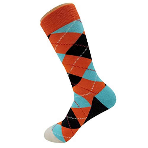 Argyle Dress Socks Funny Novelty Crazy Fun Design Men Size 8-12 Cotton Casual Crew Colorful Funky Gift for Men3
