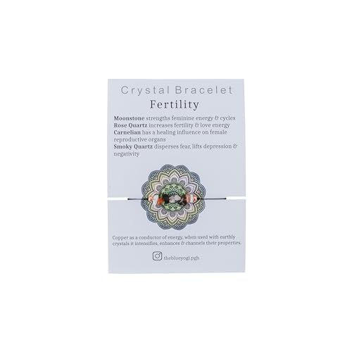 The Blue Yogi - Fertility Support Crystal Bracelets for Women, Healing Crystal Anxiety Relief Copper Bracelet, Wish Bracelet with Multiple Gemstones – Moonstone, Rose Quartz, Carnelian, Smoky Quartz