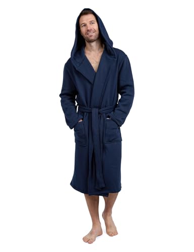 Image of Eddie Bauer Mens Robe - Luxury Fleece Bathrobe with Hood and Pockets | Soft Warm Plush Winter Bath Robe for Men