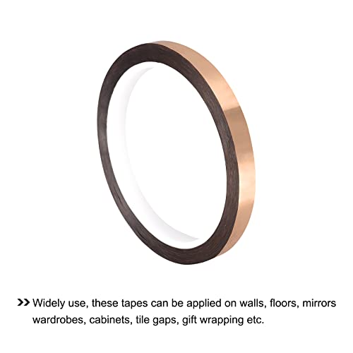 Image of MECCANIXITY Metalized Polyester Film Tape,0.47inch x 54.6yds. Adhesive Mirror Finish Decor Tape for Detailing Accent Wall,Graphic Arts,Wardrobe Crafts Tape 50m x 12mm,Rose Gold Tone