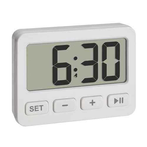 TFA Dostmann Mini-réveil numérique, 60.2036.02, Petite Horloge de Table, avec Alarme, chronomètre/minuterie, pour Voiture, avec Aimant ou Support, Compact,...