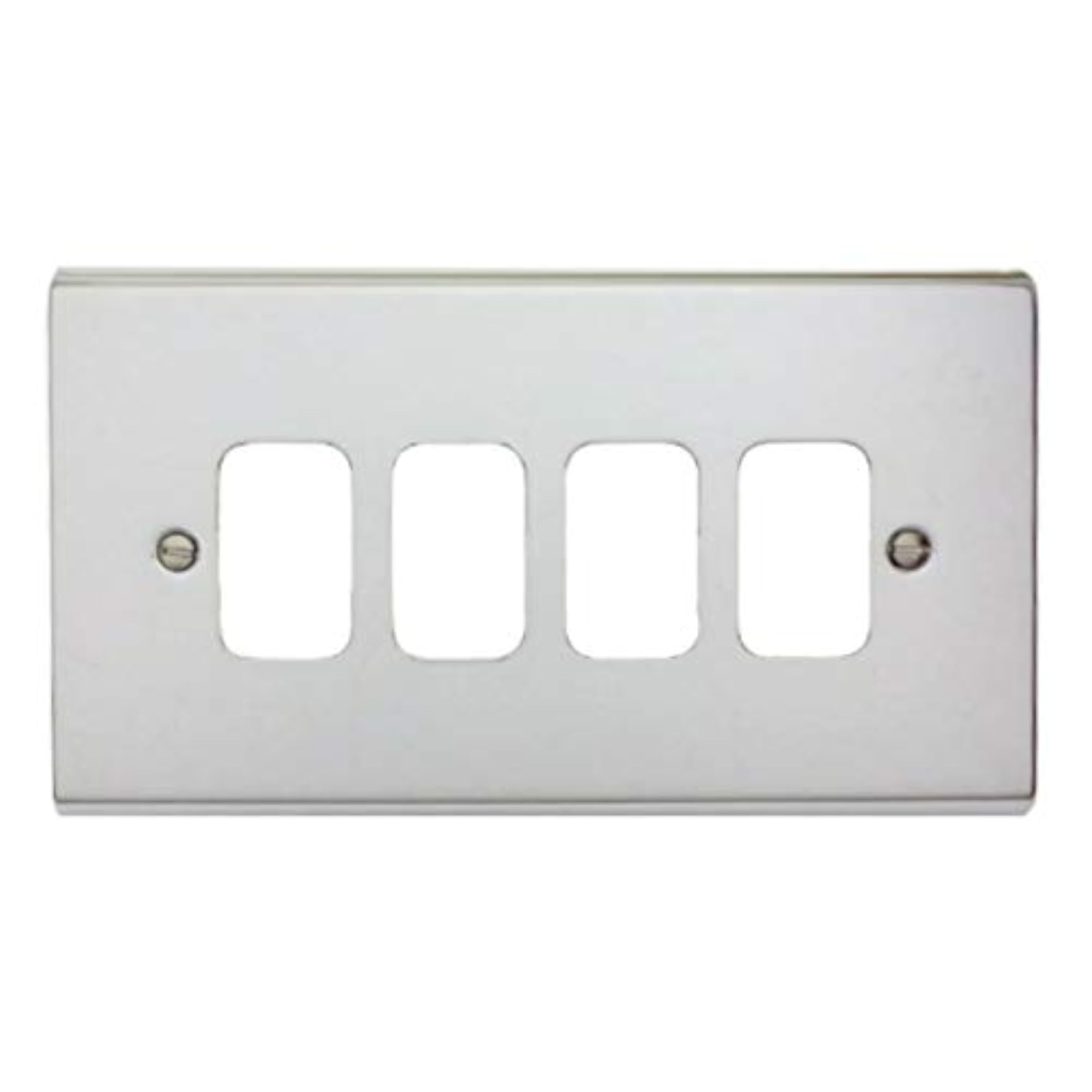 G3424CH 'Slimline Decor' Grid Switch Cover Plate - Polished Chrome 4 Gang