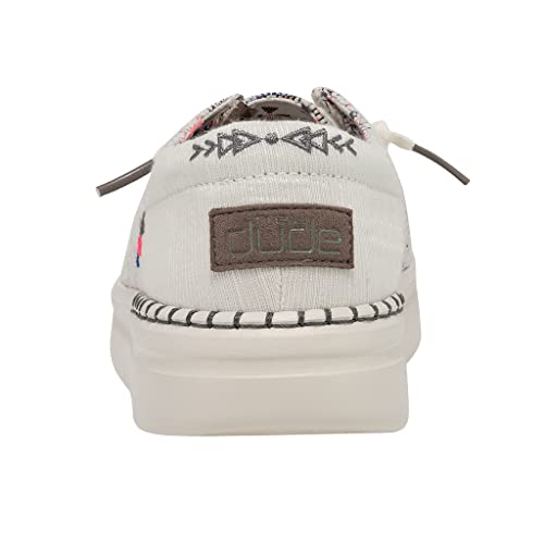 HEYDUDE Women's Wendy Rise Boho White Size 9 | Women’s Shoes | Women’s Lace Up Loafers | Comfortable & Light-Weight