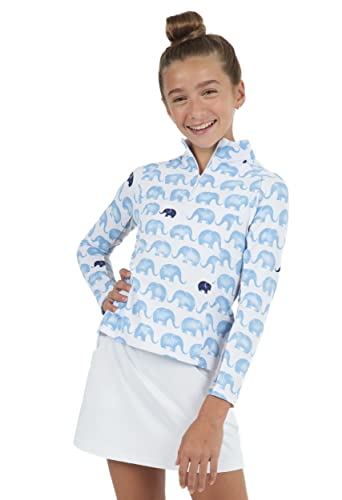 Ibkul Girl’s Sun Protective Upf50+ Icefil Cooling Tech Velma Print Long Sleeve Mock Neck Top – 10382G Peri/Navy Velma Xl #TOP30