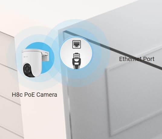 Image of EZVIZ CS-H8C PoE 3MP 2K Pan-Tilt Smart Home Camera | Full Color Night Vision up to 30 m | AI Human Detection & Auto-Tracking | Two-Way Audio | Supports MicroSD & Cloud Storage | Weatherproof Design