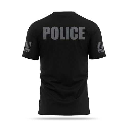 Police Cotton Blend Shirt - USA Patriotic Durable Tee - Ultra Soft Comfort. Perfect for on Duty2