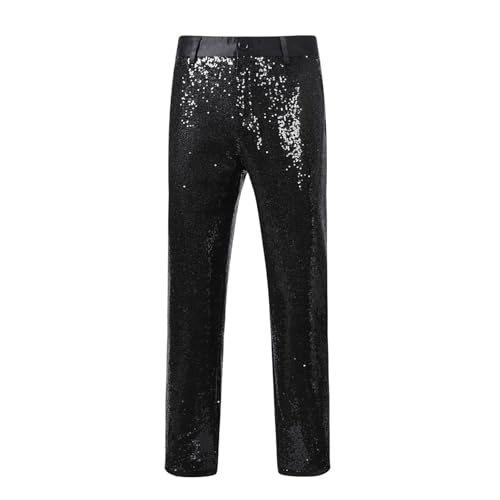 Sequined Men's Suit Trousers Slim Casual Trousers Black Performance Glitter TrousersSock2