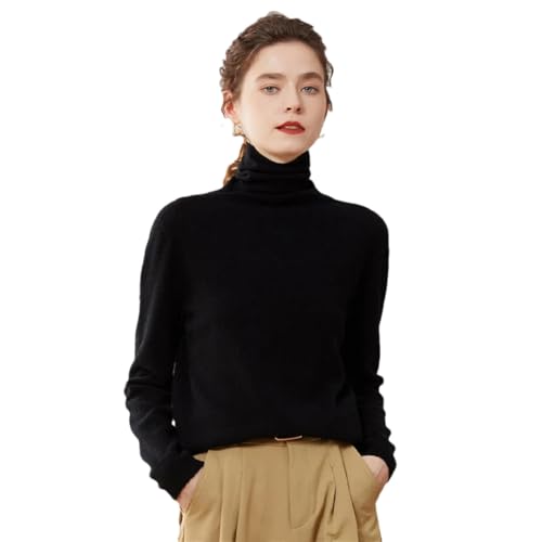 Wvapzxx Women Winter 100% Pure Cashmere Sweaters Turtleneck Knit Pullovers Solid Color Basic Jumper