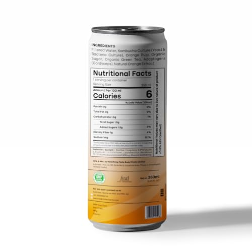 Image of RTB KOMBUCHA Health Orange Drink - Pack of 250ml | Helps in Immune System & Digestive System(Kombucha Culture, Fruit Pulp & Organic Sugar)