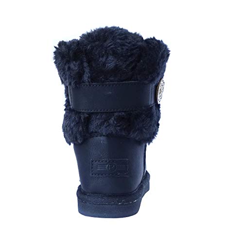 Image of REDVOLUTION Kids Boots Toddler Girls Cute 2 Buttons || Rhinestone Faux Fur Suede Knitting Shoe