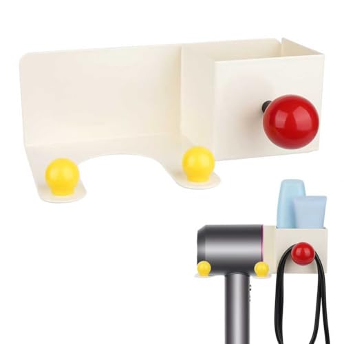 BetrBeter Hair Dryer Holder with Storage Rack, No Drilling Wall Mounted Hair Dryer Holder with Hook, Hair Styling Care Tools Organizer for Home, Barber Shop, Bathroom, Salon Use