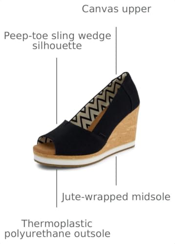 TOMS Womens Essential Wedge Black 9.5 Medium - image 3