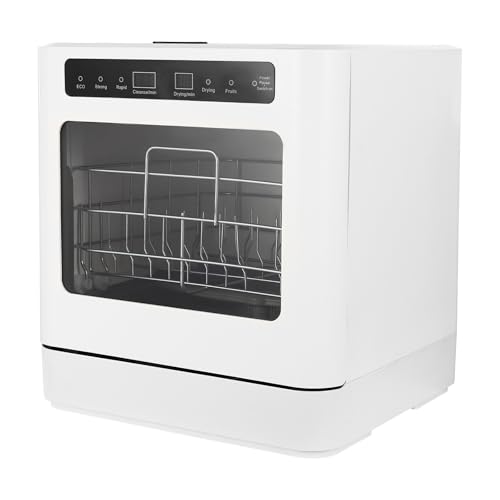 Donened - Mini lave-vaisselle de table, autonome, pour 6 à 8 couverts - Touch, 52 dB - Mini lave-vaisselle de table avec raccordement d'eau utilisable - Blanc