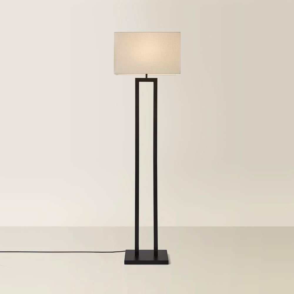 Valuelights Unisex Black Gloria Double Stem Metal Floor Lamp With Rectangular Lamp Shade In